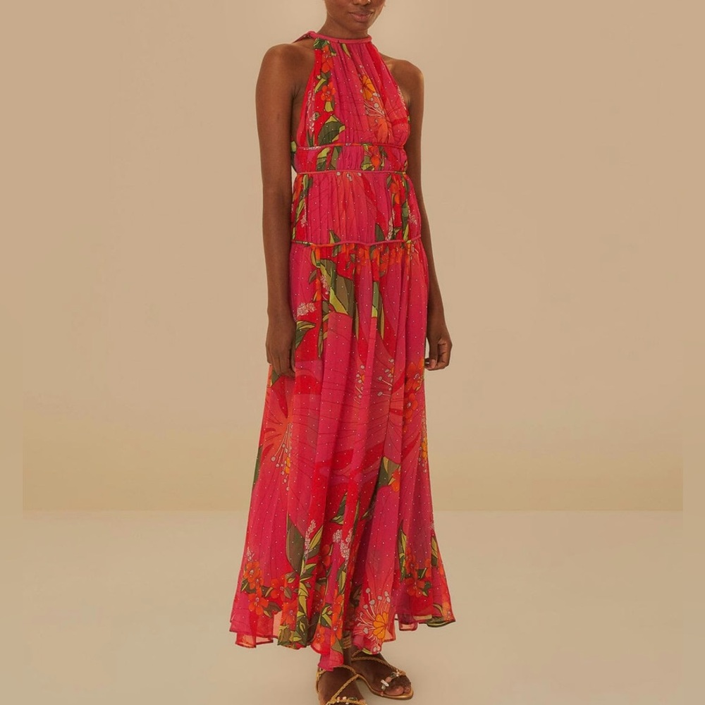 FARM RIO PIETRA FLORAL SLEEVELESS MAXI DRESS